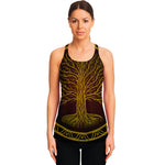 Druidic Yggdrasil Tree Print Women's Racerback Tank Top