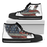 Eagle American Flag Print Black High Top Shoes