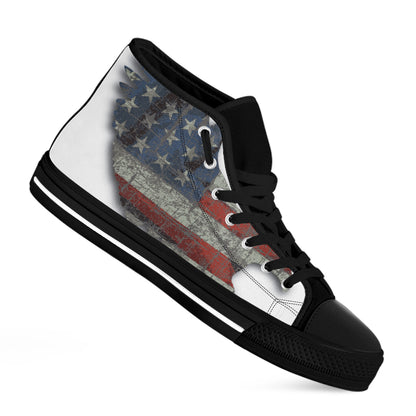 Eagle American Flag Print Black High Top Shoes
