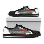 Eagle American Flag Print Black Low Top Shoes 