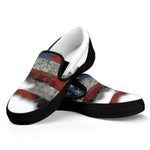 Eagle American Flag Print Black Slip On Shoes