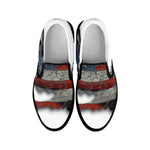 Eagle American Flag Print Black Slip On Shoes