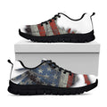 Eagle American Flag Print Black Running Shoes