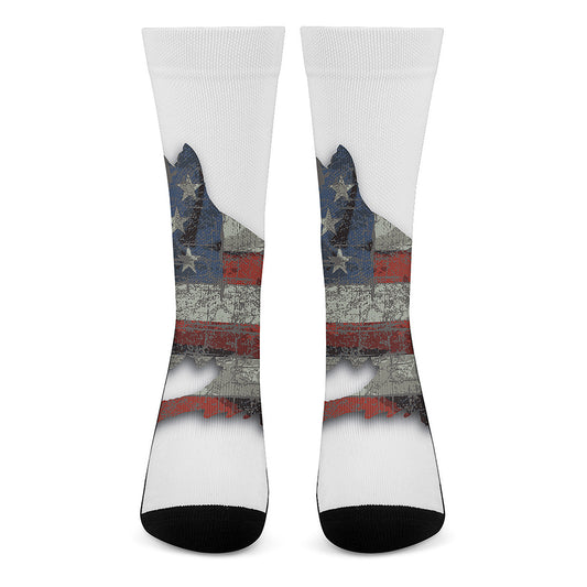 Eagle American Flag Print Crew Socks