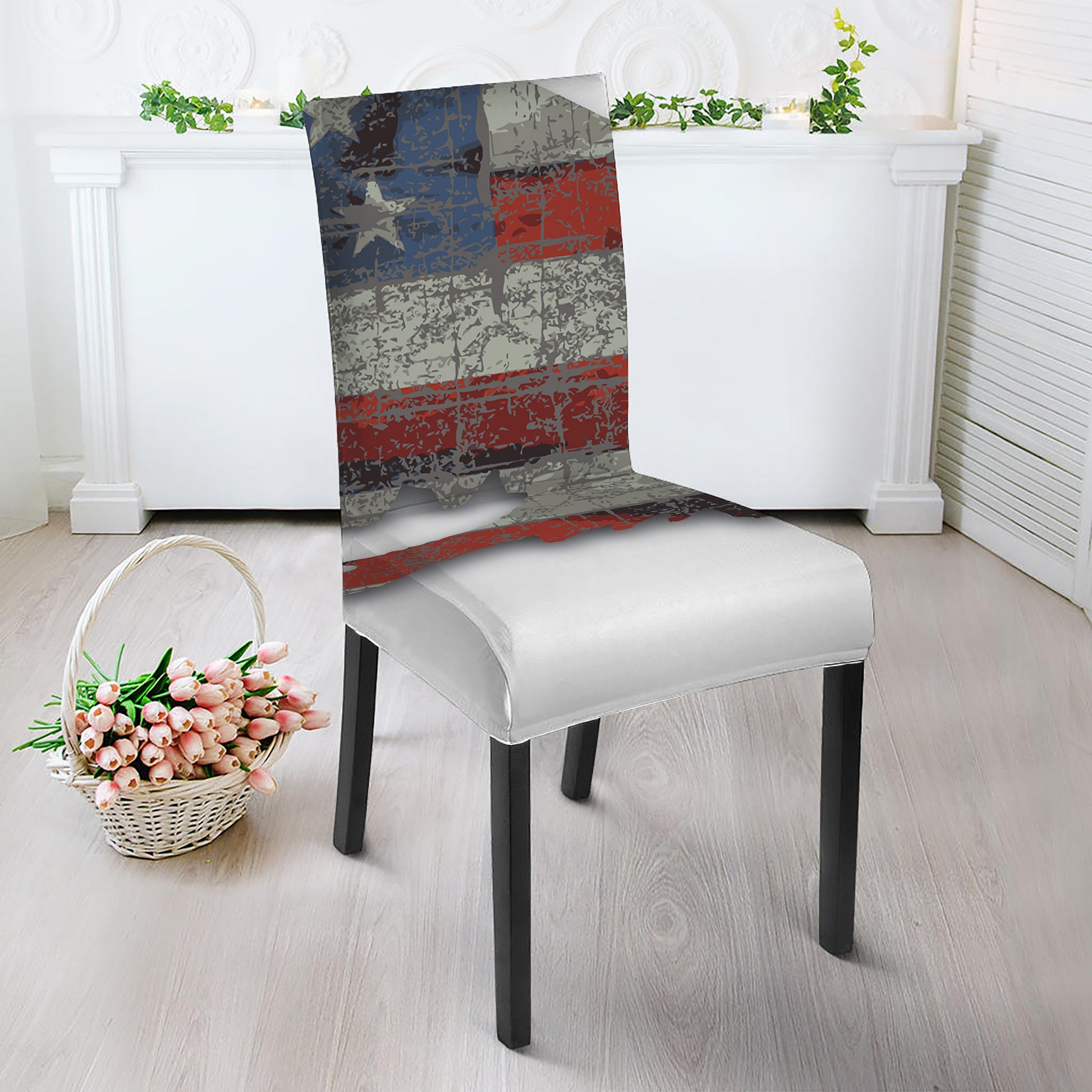 Eagle American Flag Print Dining Chair Slipcover