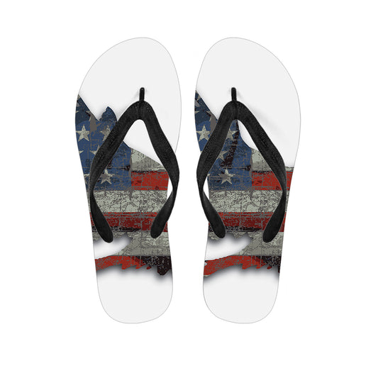 Eagle American Flag Print Flip Flops
