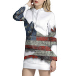 Eagle American Flag Print Pullover Hoodie Dress