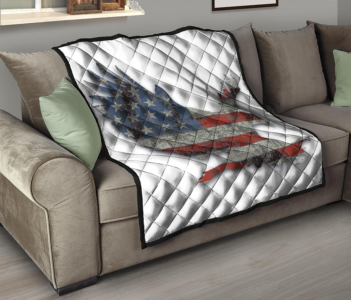 Eagle American Flag Print Quilt
