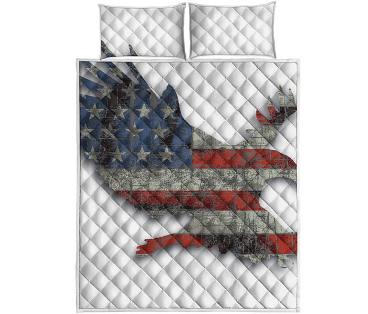 Eagle American Flag Print Quilt Bed Set