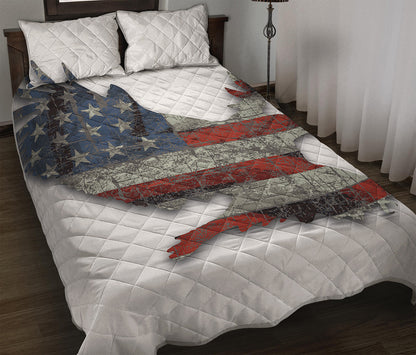 Eagle American Flag Print Quilt Bed Set
