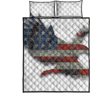 Eagle American Flag Print Quilt Bed Set