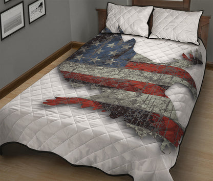 Eagle American Flag Print Quilt Bed Set