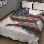 Eagle American Flag Print Quilt Bed Set