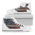 Eagle American Flag Print White High Top Sneakers