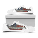 Eagle American Flag Print White Low Top Shoes
