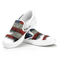 Eagle American Flag Print White Slip On Sneakers