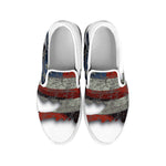 Eagle American Flag Print White Slip On Shoes