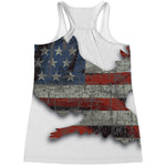 Eagle American Flag Print Women's Racerback Tank Top