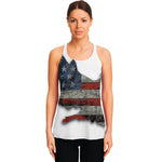 Eagle American Flag Print Women's Racerback Tank Top