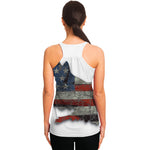 Eagle American Flag Print Women's Racerback Tank Top