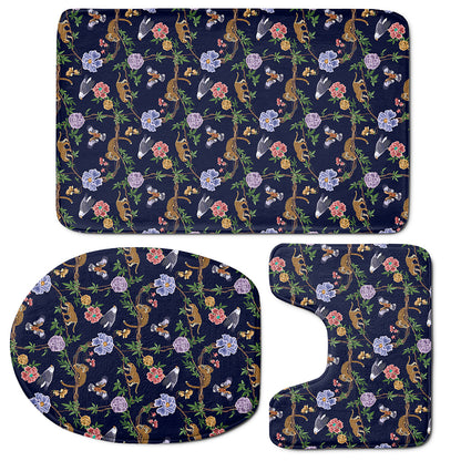 Eagle And Jaguar Pattern Print 3 Piece Bath Mat Set