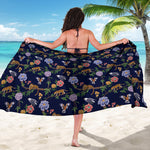 Eagle And Jaguar Pattern Print Beach Sarong Wrap