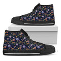 Eagle And Jaguar Pattern Print Black High Top Sneakers