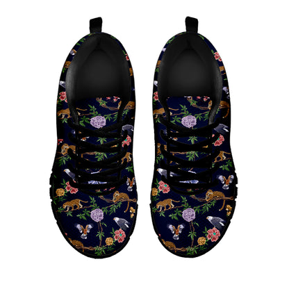 Eagle And Jaguar Pattern Print Black Sneakers