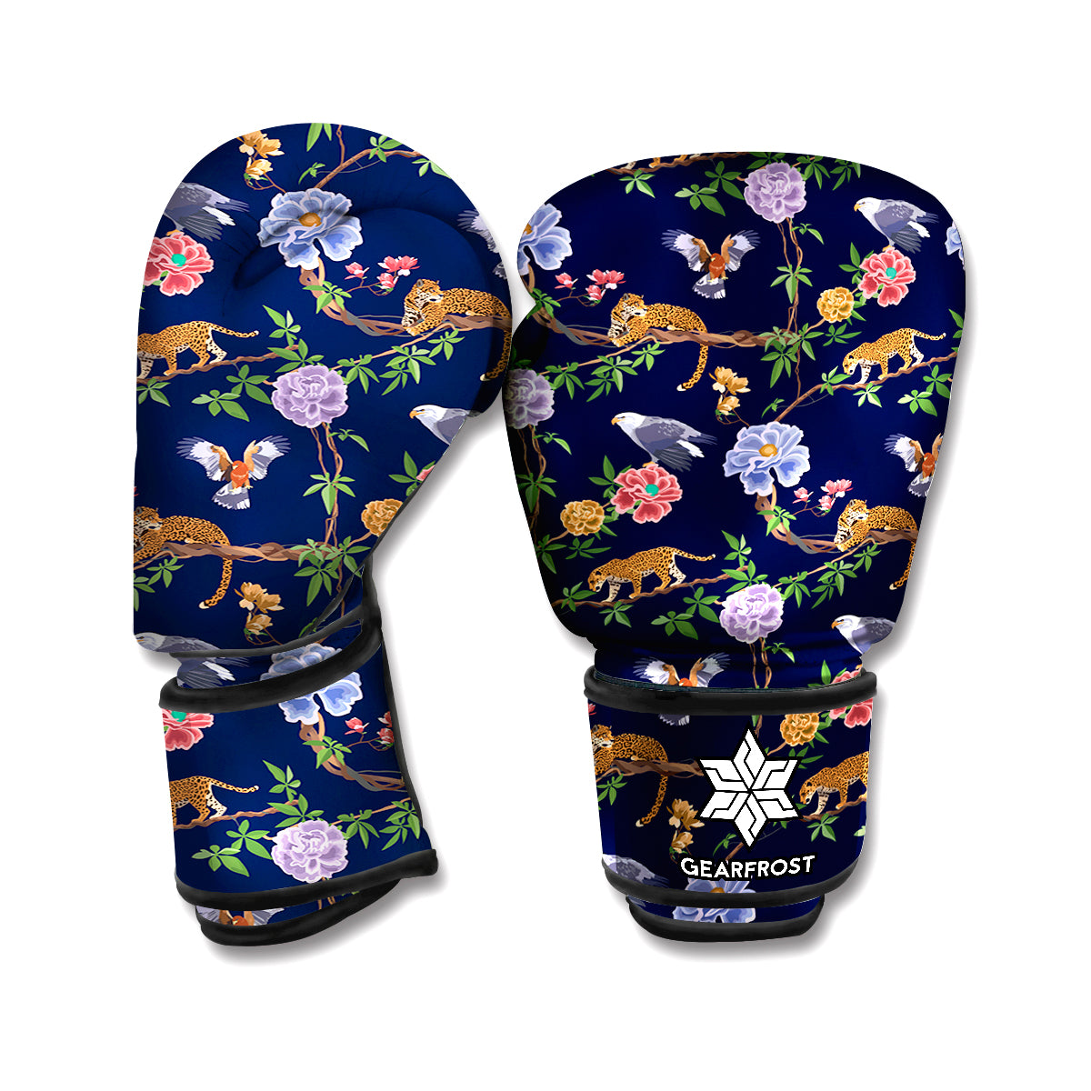 Eagle And Jaguar Pattern Print Boxing Gloves