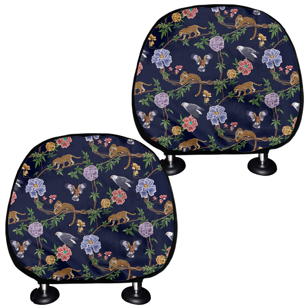 Eagle And Jaguar Pattern Print Car Headrest Covers