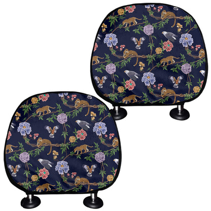 Eagle And Jaguar Pattern Print Car Headrest Covers
