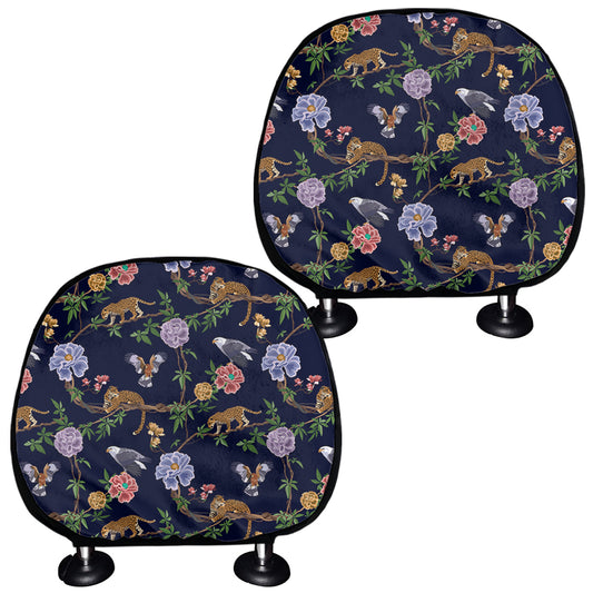 Eagle And Jaguar Pattern Print Car Headrest Covers