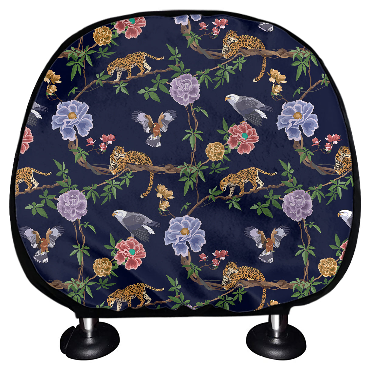 Eagle And Jaguar Pattern Print Car Headrest Covers