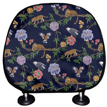 Eagle And Jaguar Pattern Print Car Headrest Covers