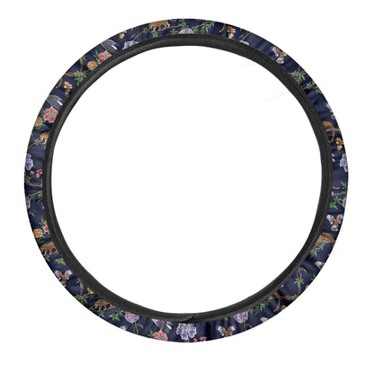 Eagle And Jaguar Pattern Print Car Steering Wheel Cover