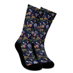 Eagle And Jaguar Pattern Print Crew Socks