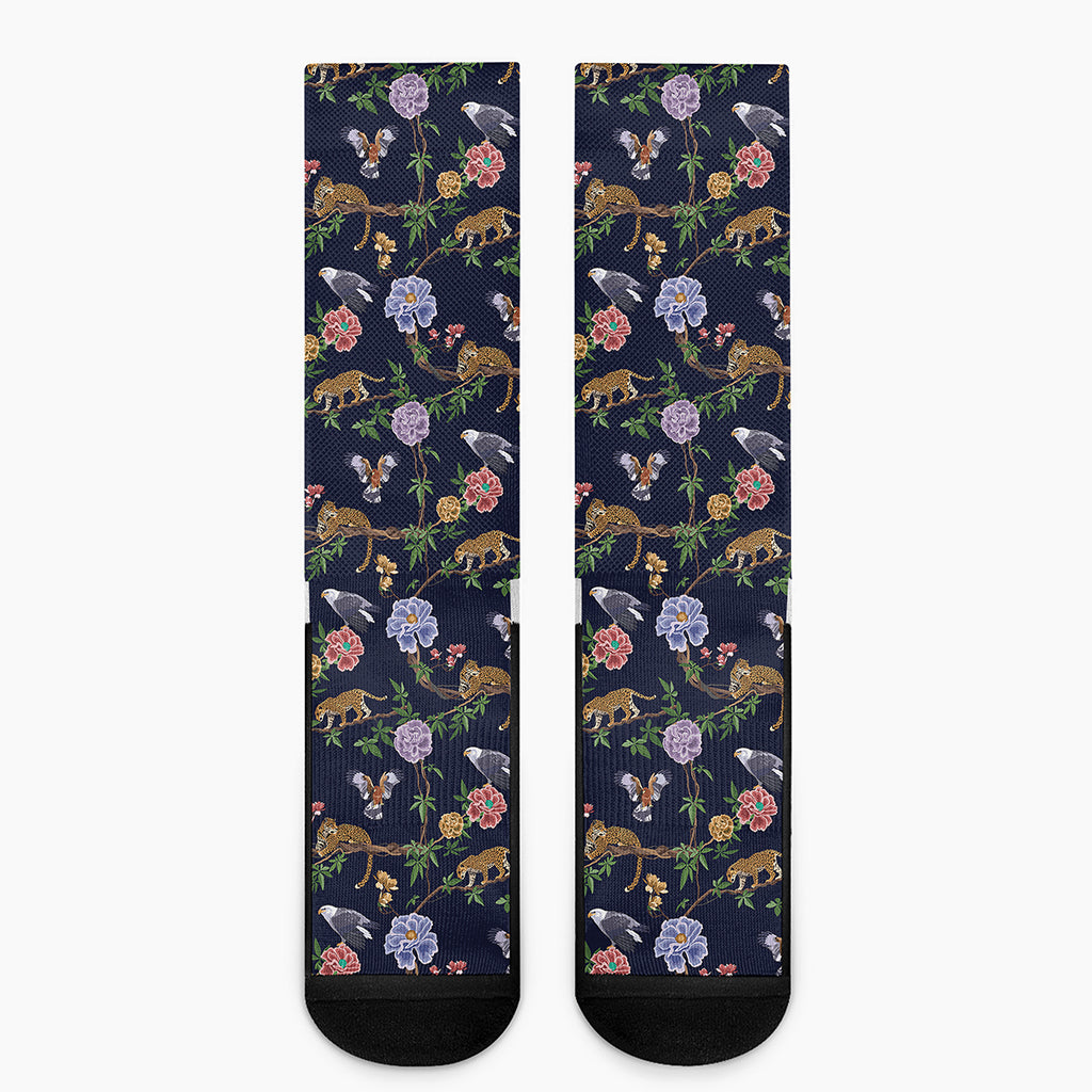 Eagle And Jaguar Pattern Print Crew Socks
