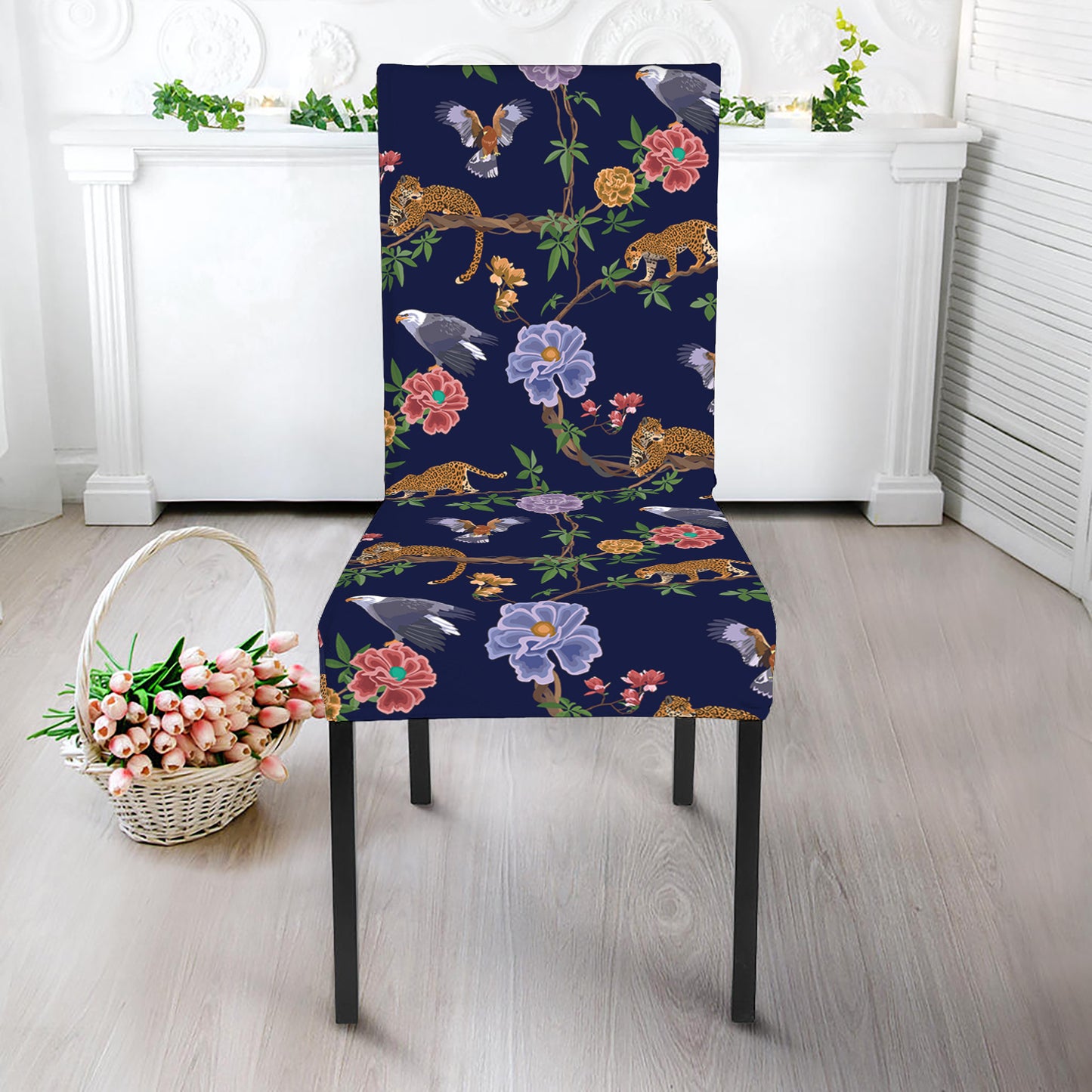 Eagle And Jaguar Pattern Print Dining Chair Slipcover
