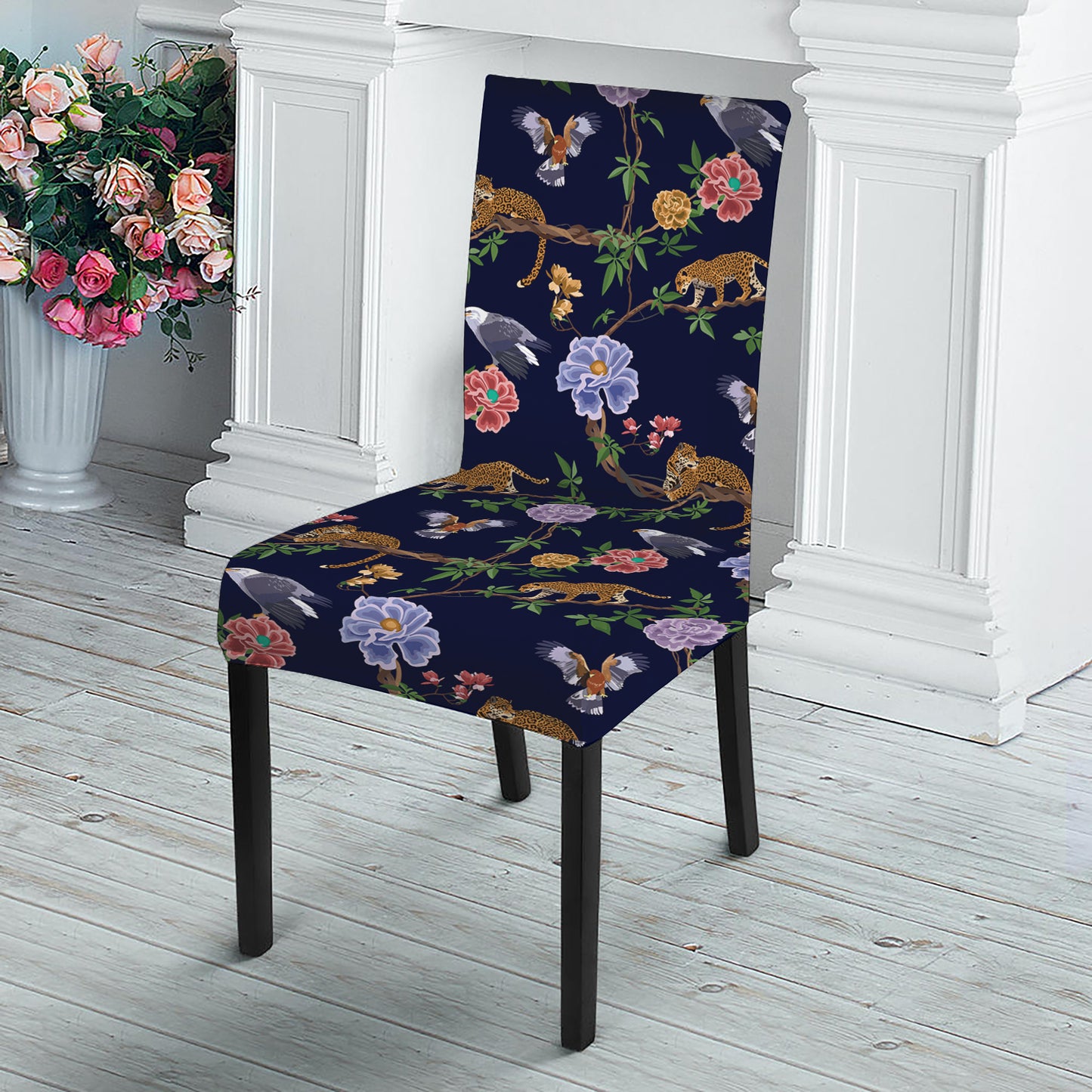Eagle And Jaguar Pattern Print Dining Chair Slipcover