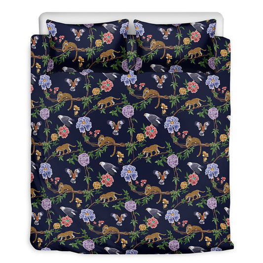 Eagle And Jaguar Pattern Print Duvet Cover Bedding Set