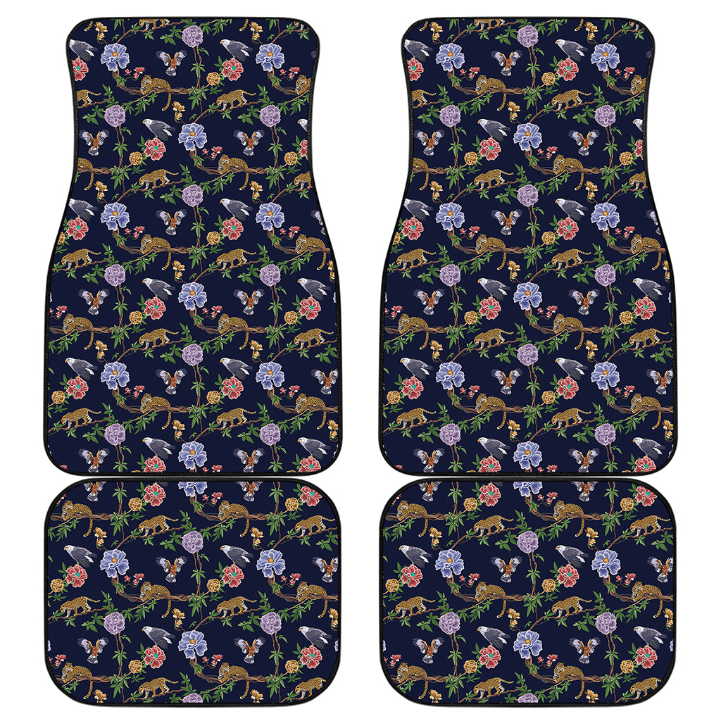 Eagle And Jaguar Pattern Print Front and Back Car Floor Mats