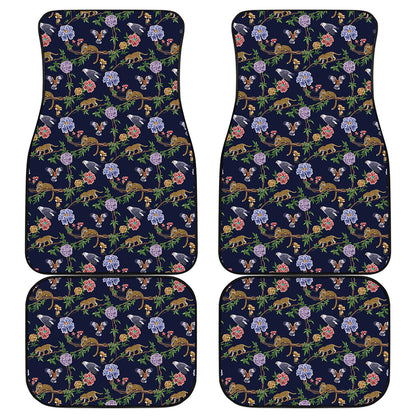 Eagle And Jaguar Pattern Print Front and Back Car Floor Mats