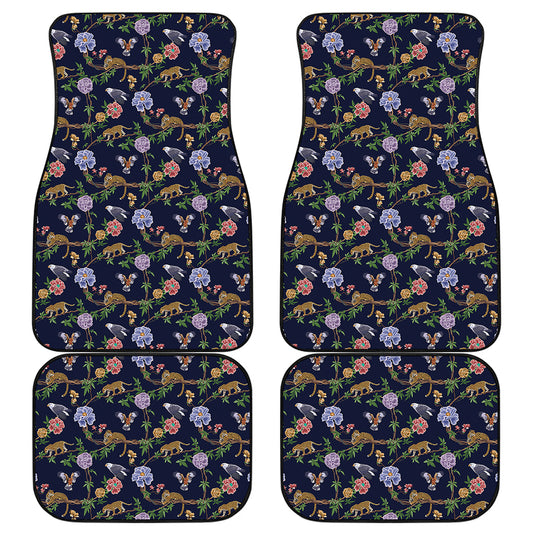 Eagle And Jaguar Pattern Print Front and Back Car Floor Mats