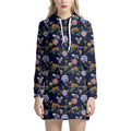 Eagle And Jaguar Pattern Print Pullover Hoodie Dress