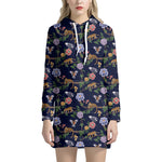 Eagle And Jaguar Pattern Print Hoodie Dress