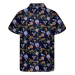 Eagle And Jaguar Pattern Print Men's Short Sleeve Shirt