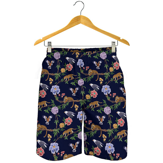 Eagle And Jaguar Pattern Print Men's Shorts