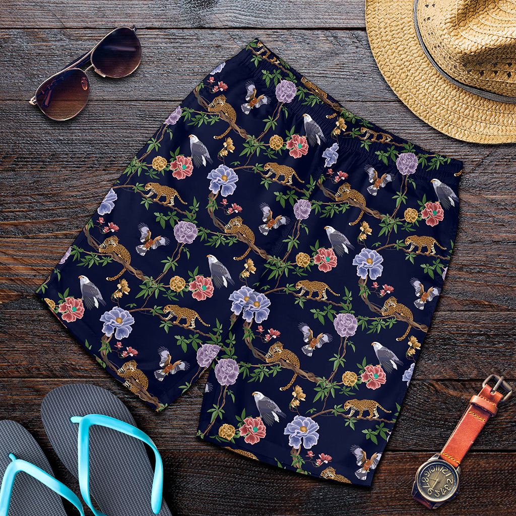 Eagle And Jaguar Pattern Print Men's Shorts