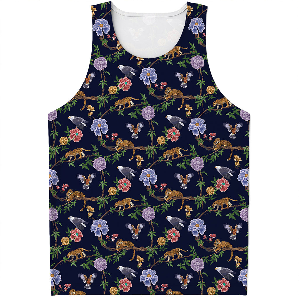 Eagle And Jaguar Pattern Print Men's Tank Top