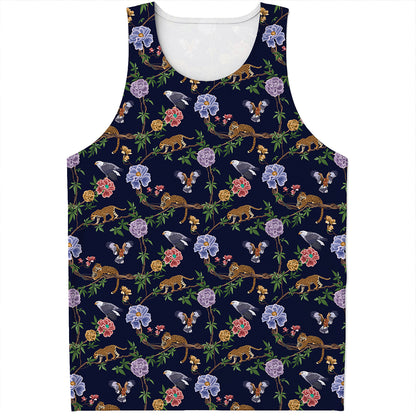 Eagle And Jaguar Pattern Print Men's Tank Top
